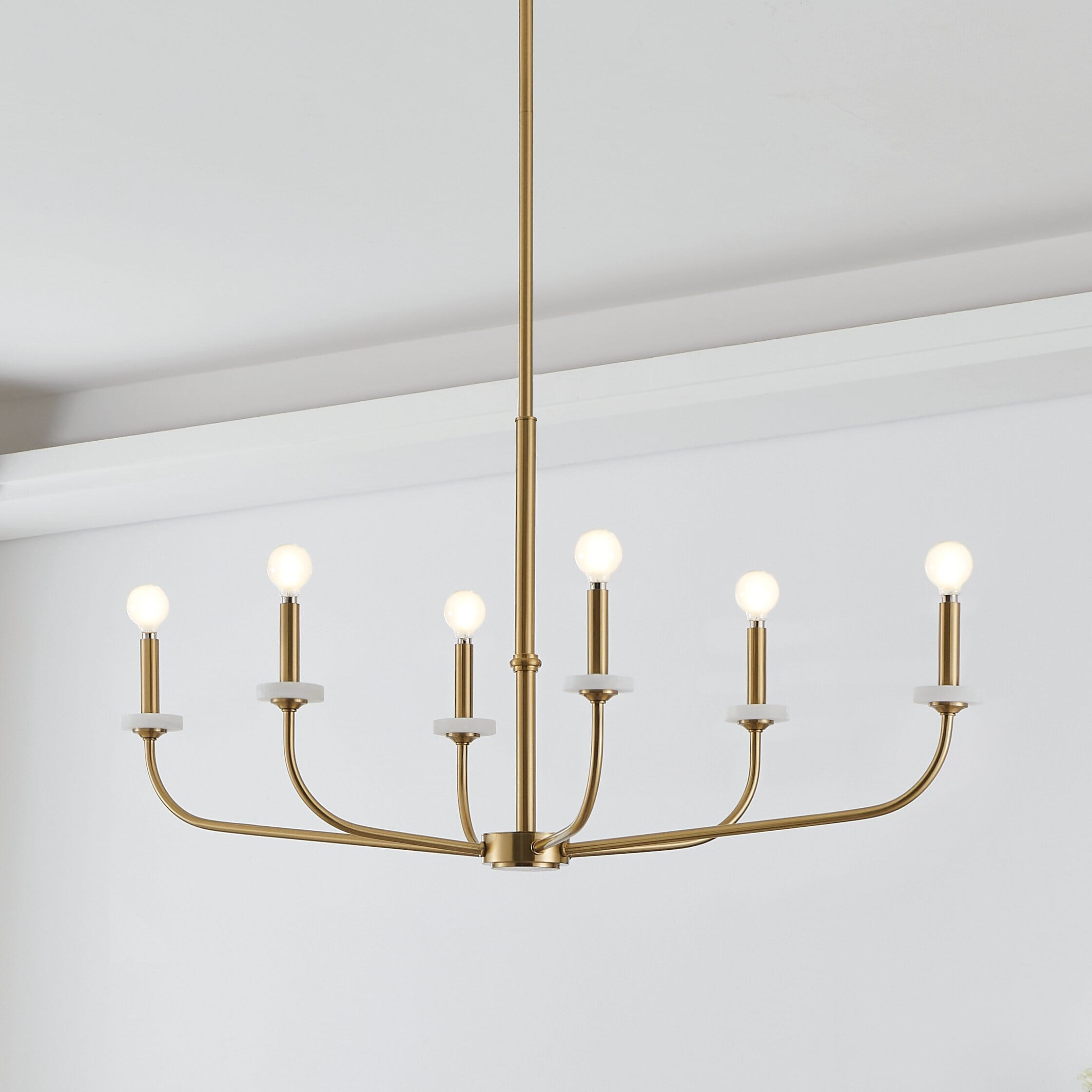 Leah 42-inch 6-light Brushed Gold and White Onyx Chandelier