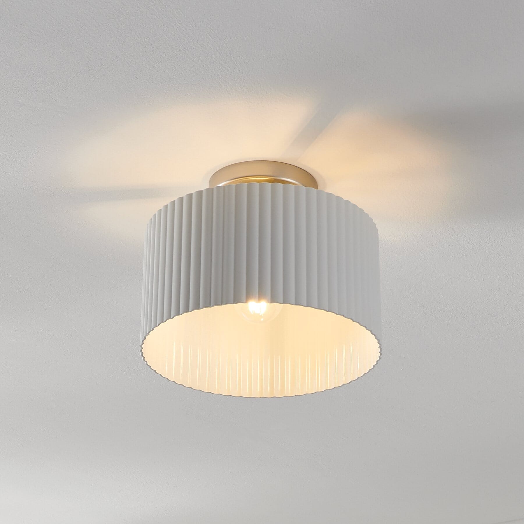 Leilani 11-inch 1-light Brushed Nickel Semi-Flush Mount with Matte White Metal Shade