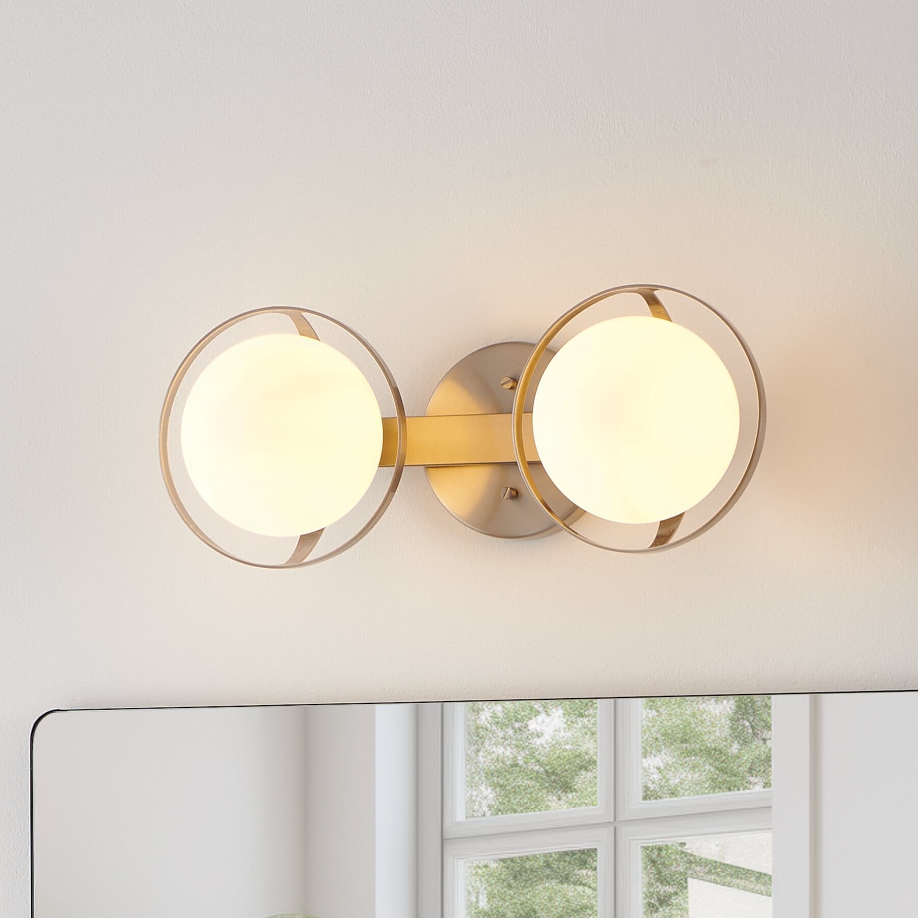 Parker 16-inch 2-light Brushed Nickel Vanity Light with Etched Opal Glass Shades