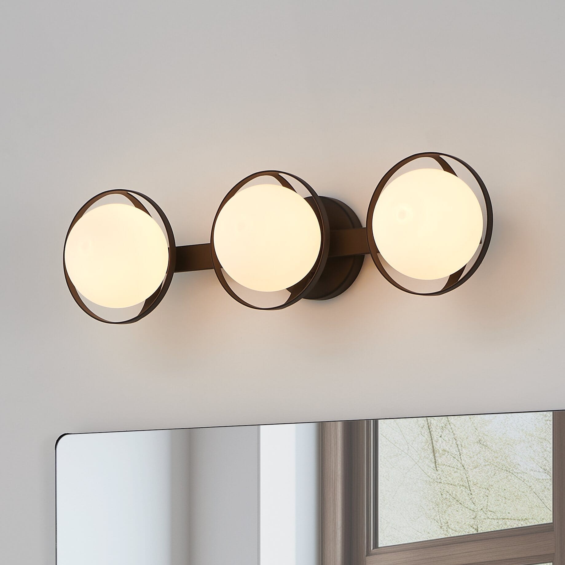Parker 24-inch 3-light Matte Black Vanity Light with Etched Opal Glass Shades