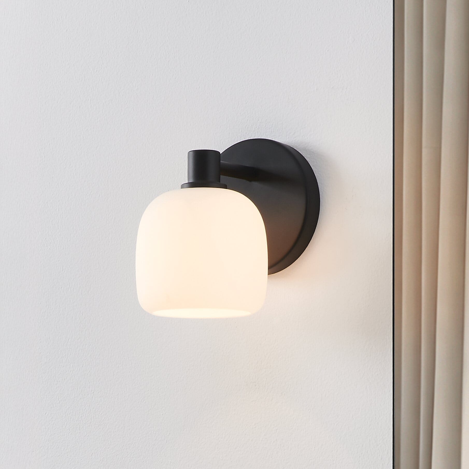 Valentina 5-inch 1-light Matte Black Vanity Light with Etched Opal Glass Shade