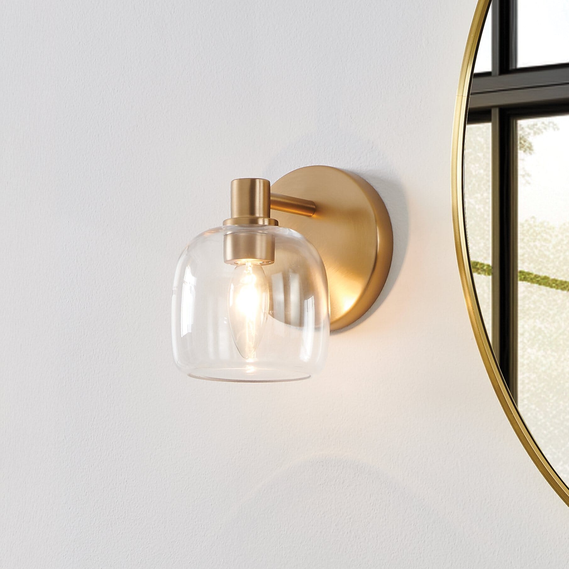 Valentina 5-inch 1-light Champagne Gold Vanity Light with Clear Glass Shade