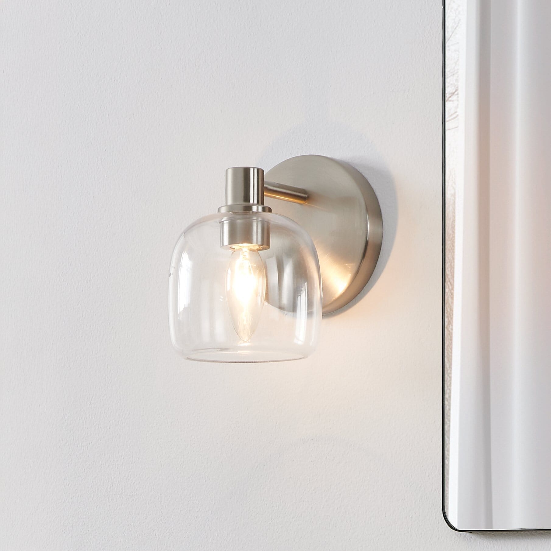 Valentina 5-inch 1-light Brushed Nickel Vanity Light with Clear Glass Shade