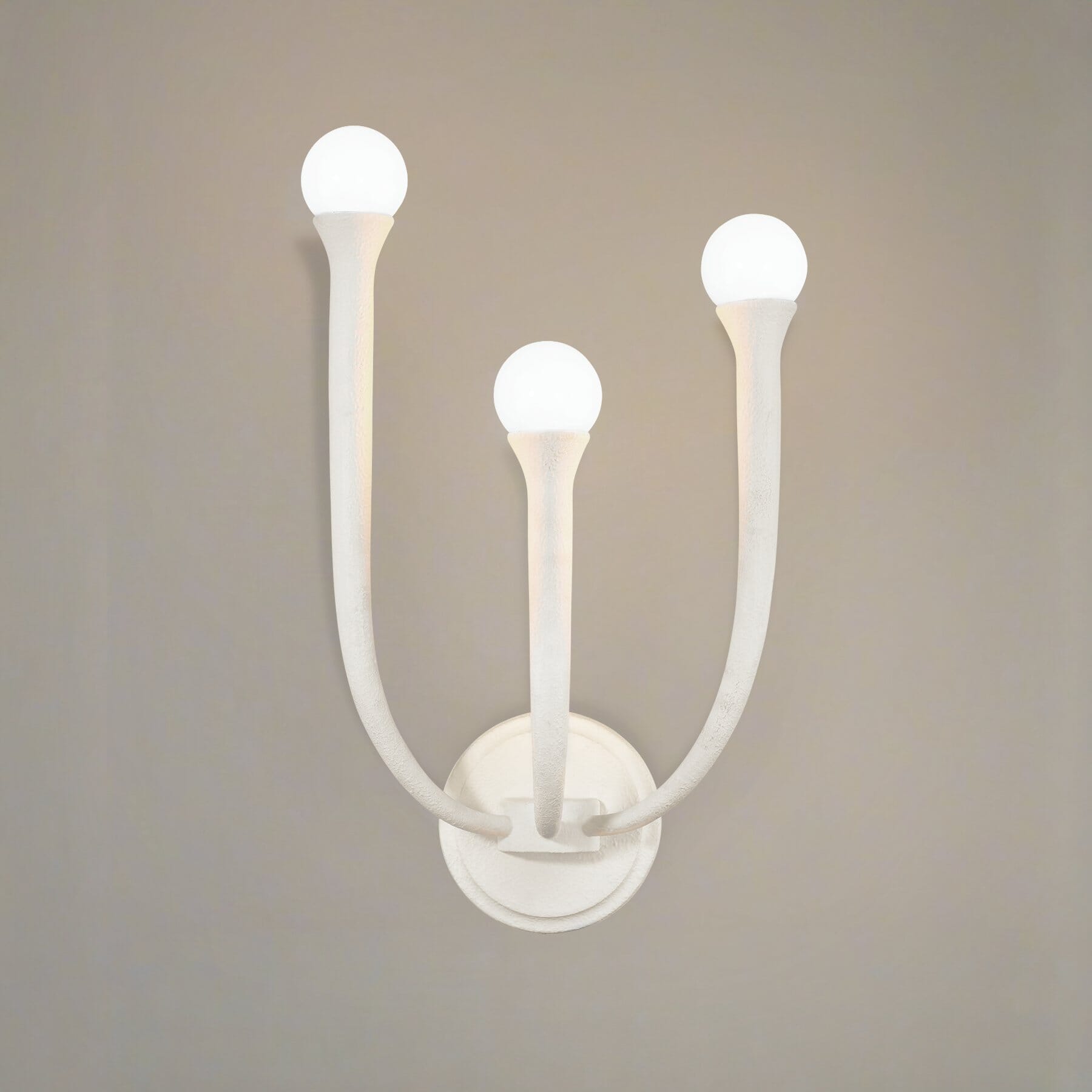 Dahlia 18-inch 3-light Plaster White Wall Sconce with Opal Glass Shades