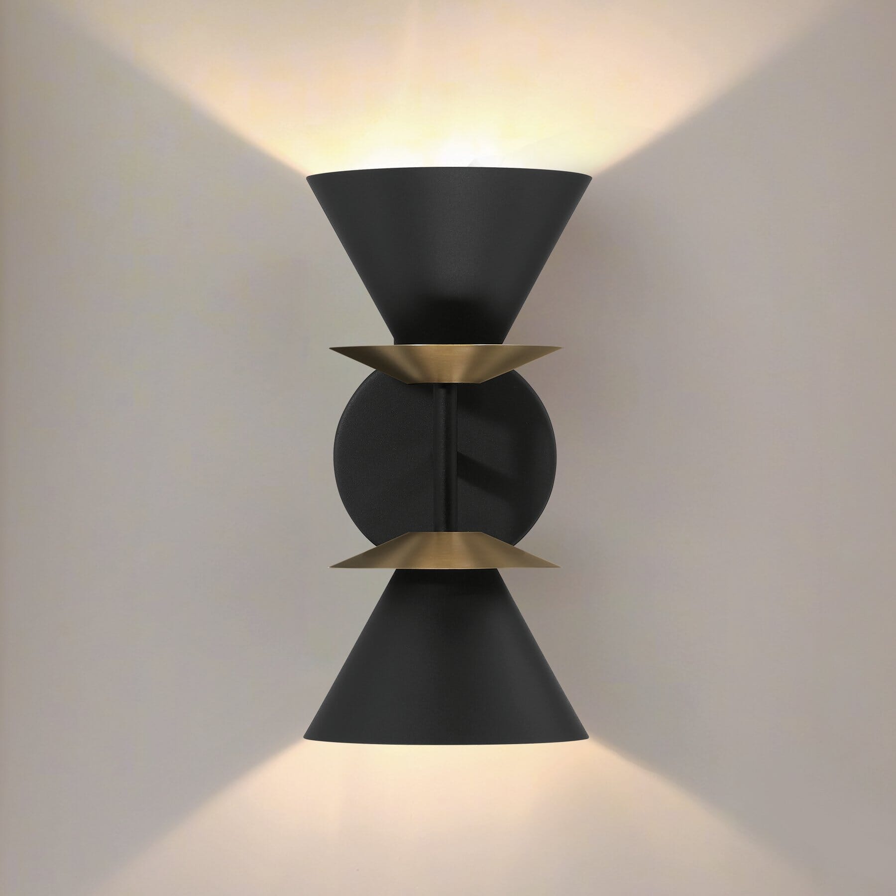 Tremolo 12-inch 2-light Textured Black and Champagne Gold Wall Sconce