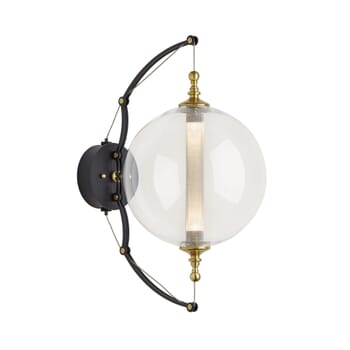 Hubbardton Forge 22" 2-Light Otto Sphere Sconce in Brass w/ Black