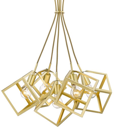 Golden Cassio 5-Light Pendant Light in Olympic Gold