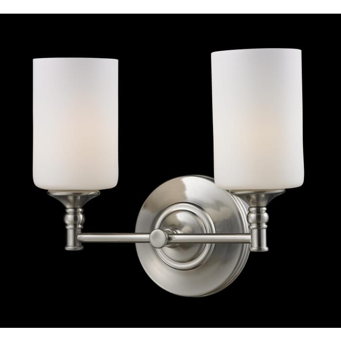 Z-Lite Cannondale 2-Light Bathroom Vanity Light In Brushed Nickel Z-Lite Cannondale 2-Light Bathroom Vanity Light In Brushed Nickel