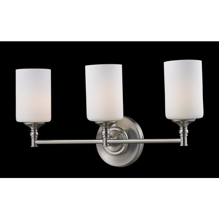 Z-Lite Cannondale 3-Light Bathroom Vanity Light In Brushed Nickel Z-Lite Cannondale 3-Light Bathroom Vanity Light In Brushed Nickel