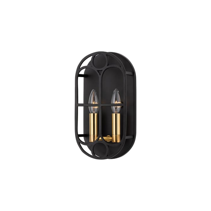 Hudson Valley Garrett 2-Light Wall Sconce in Black Iron Hudson Valley Garrett 2-Light Wall Sconce in Black Iron