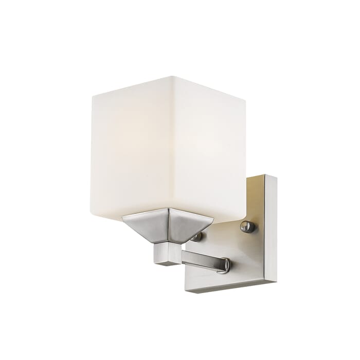 Z-Lite Quube 1-Light Bathroom Vanity Light In Brushed Nickel Z-Lite Quube 1-Light Bathroom Vanity Light In Brushed Nickel