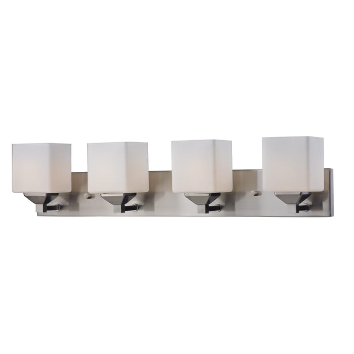 Z-Lite Quube 4-Light Bathroom Vanity Light In Brushed Nickel Z-Lite Quube 4-Light Bathroom Vanity Light In Brushed Nickel