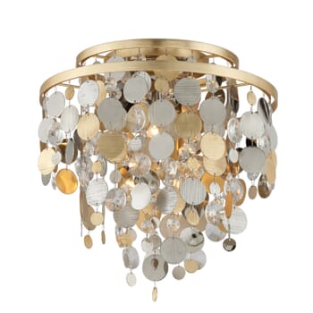Corbett Ambrosia 3-Light Ceiling Light in Gold Silver Leaf And Stainless