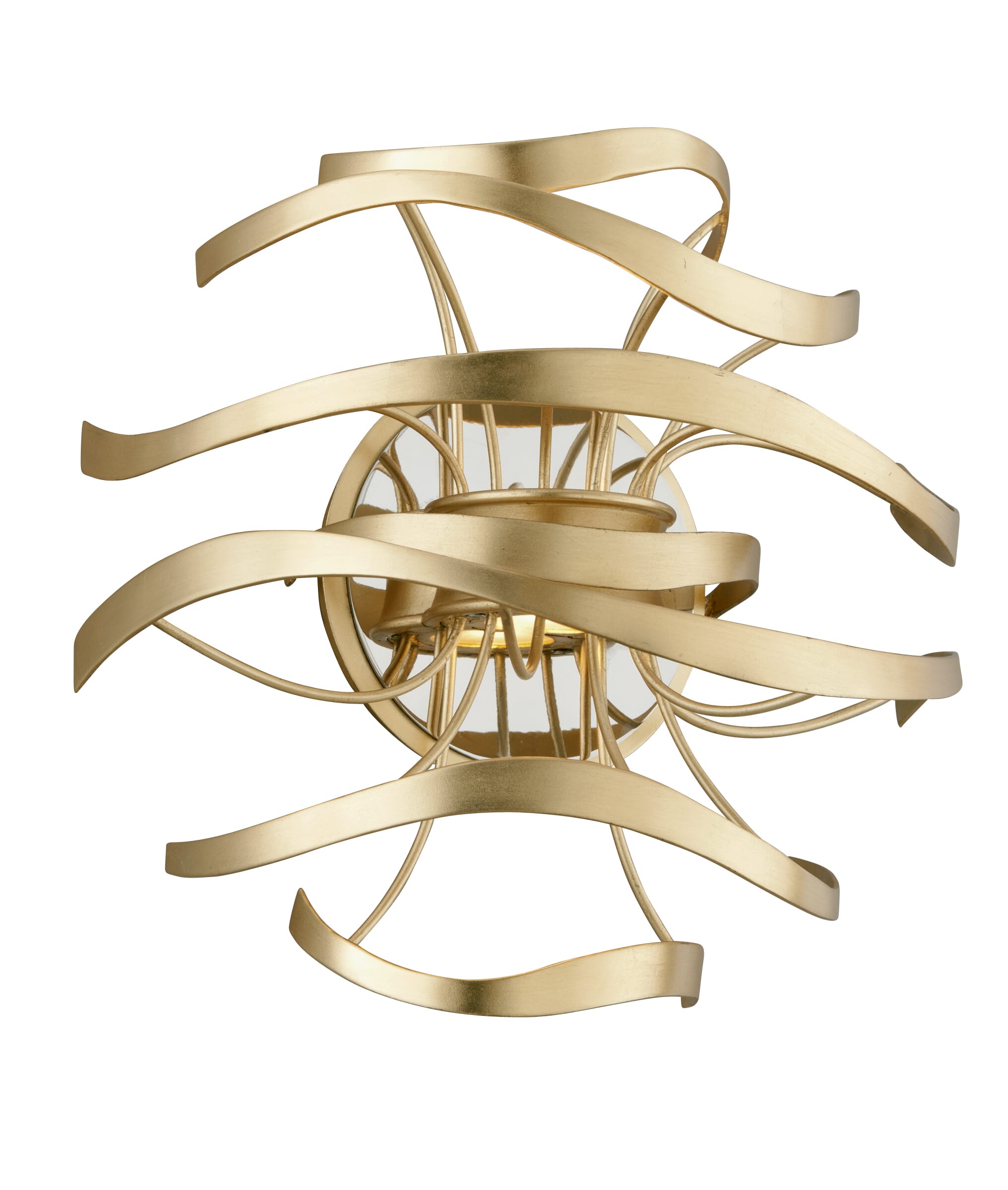 Corbett Calligraphy 2-Light Wall Sconce in Gold Leaf With Polished Stainless