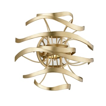 Corbett Calligraphy 2-Light Wall Sconce in Gold Leaf With Polished Stainless