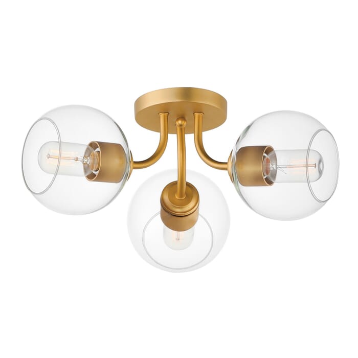 Knox 3-Light Semi-Flush Mount in Natural Aged Brass Knox 3-Light Semi-Flush Mount in Natural Aged Brass