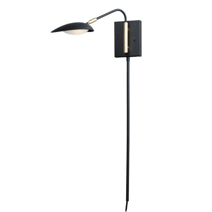 Maxim Lighting Scan 7.75" LED 1-Light Pin-Up Wall Sconce in Black/Satin Brass Maxim Lighting Scan 7.75" LED 1-Light Pin-Up Wall Sconce in Black/Satin Brass