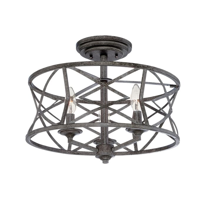 Millennium Lighting Lakewood 3-Light Semi-Flush in Antique Silver Millennium Lighting Lakewood 3-Light Semi-Flush in Antique Silver