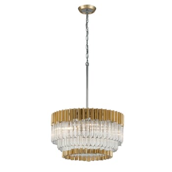 Corbett Charisma 10-Light Pendant Light in Gold Leaf With Polished Stainless