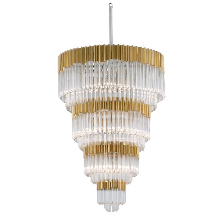 Corbett Charisma 17-Light Pendant Light in Gold Leaf With Polished Stainless Corbett Charisma 17-Light Pendant Light in Gold Leaf With Polished Stainless