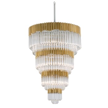 Corbett Charisma 17-Light Pendant Light in Gold Leaf With Polished Stainless