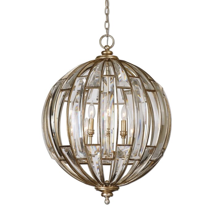 Uttermost Vicentina 6-Light Pendant in Burnished Silver Champagne Leaf Uttermost Vicentina 6-Light Pendant in Burnished Silver Champagne Leaf