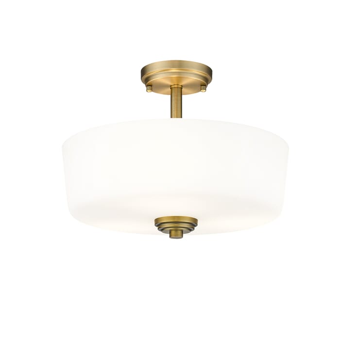 Z-Lite Arlington 3-Light Semi Flush Mount Ceiling Light In Heritage Brass Z-Lite Arlington 3-Light Semi Flush Mount Ceiling Light In Heritage Brass