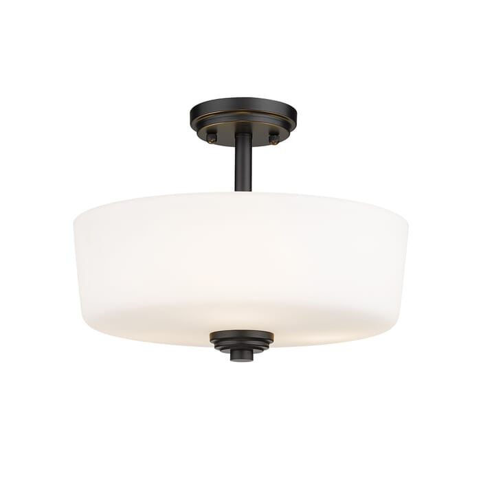 Z-Lite Arlington 3-Light Semi Flush Mount Ceiling Light In Matte Black Z-Lite Arlington 3-Light Semi Flush Mount Ceiling Light In Matte Black
