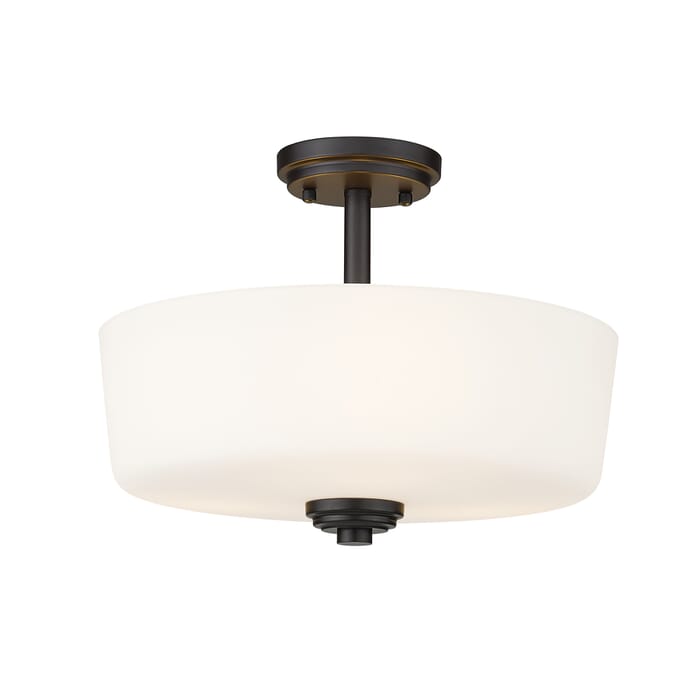 Z-Lite Arlington 3-Light Semi Flush Mount Ceiling Light In Bronze Z-Lite Arlington 3-Light Semi Flush Mount Ceiling Light In Bronze