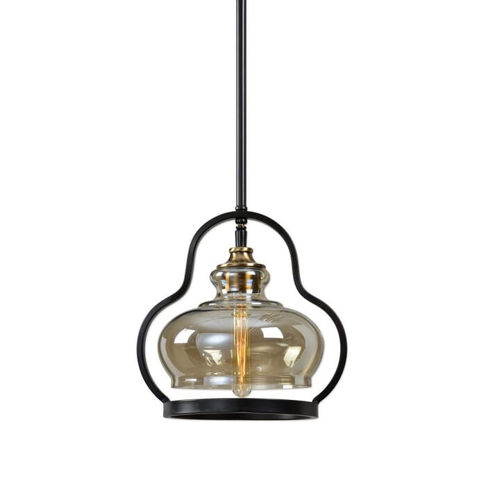 Uttermost Cotulla 12" Mini Pendant in Aged Black Iron Uttermost Cotulla 12" Mini Pendant in Aged Black Iron