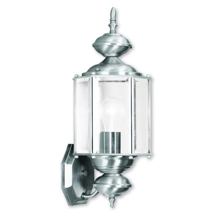 Outdoor Basics 1-Light Outdoor Wall Lantern in Brushed Nickel Outdoor Basics 1-Light Outdoor Wall Lantern in Brushed Nickel
