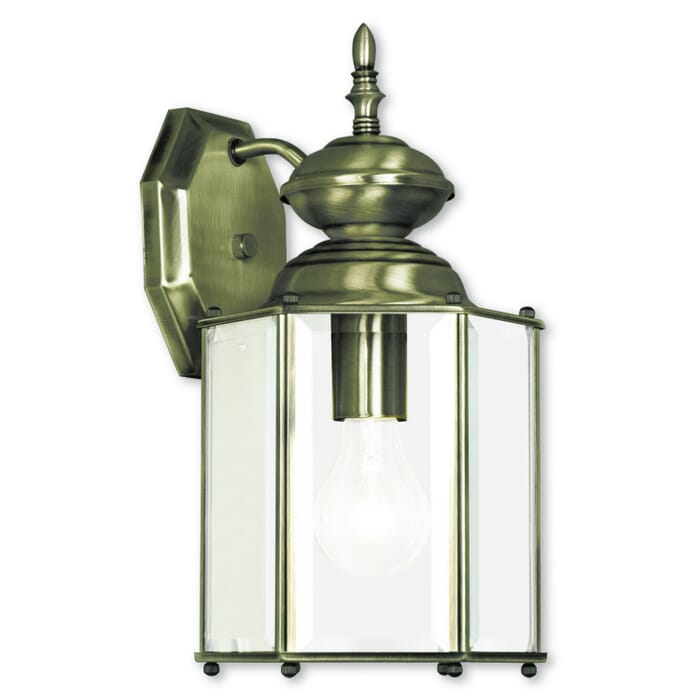 Outdoor Basics 1-Light Outdoor Wall Lantern in Antique Brass Outdoor Basics 1-Light Outdoor Wall Lantern in Antique Brass