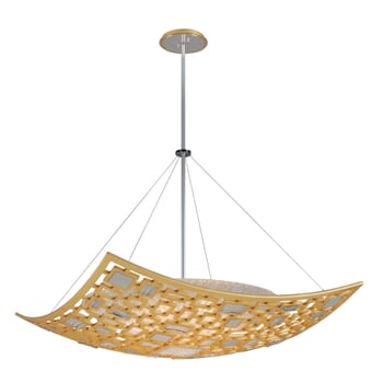 Corbett Motif 5-Light Pendant Light in Gold Leaf With Polished Stainless