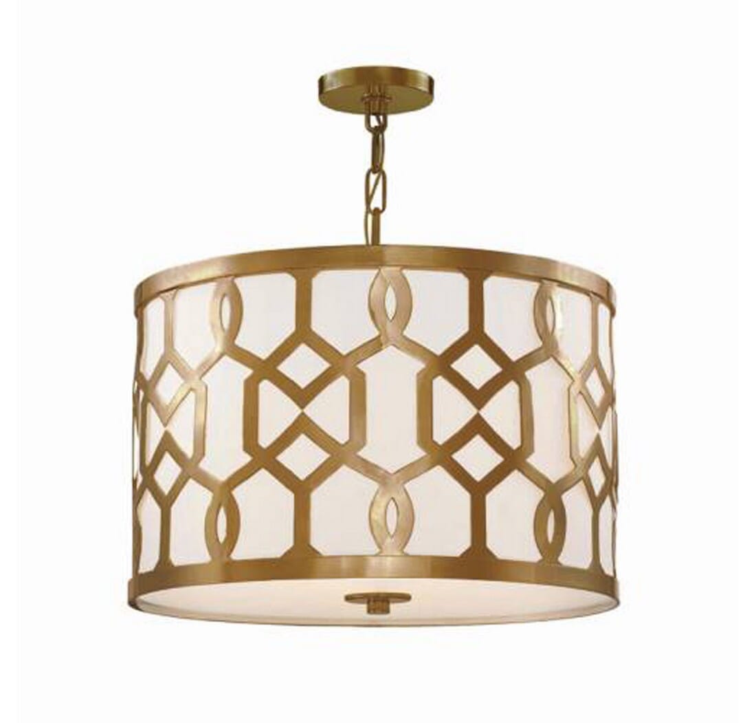 Libby Langdon for Jennings 18" Drum Chandelier in Aged Brass