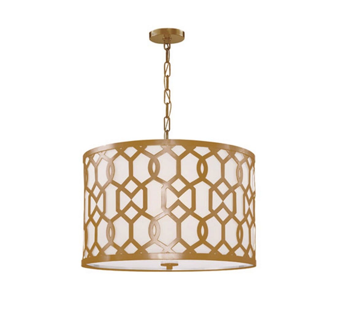 Libby Langdon for Jennings 24" Drum Chandelier in Aged Brass