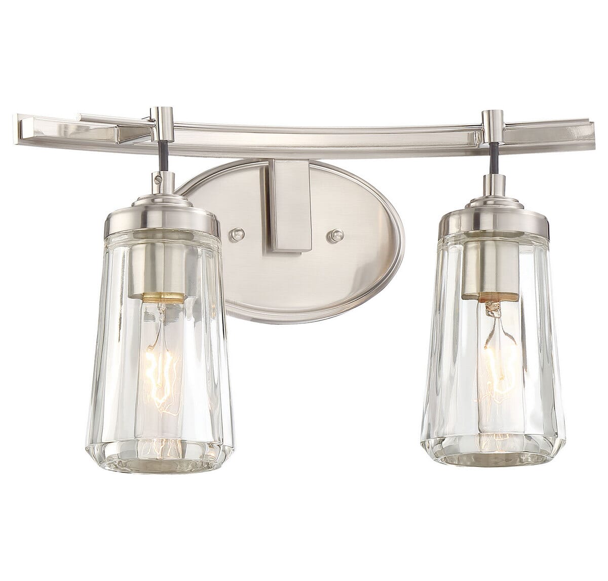 brushed nickel 2 light vanity light