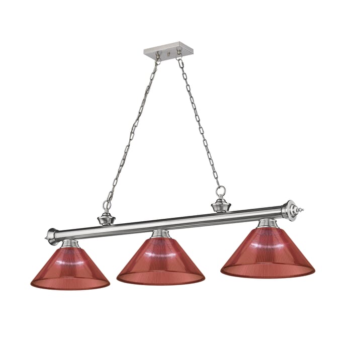 Z-Lite Cordon 3-Light Linear Pendant Light In Brushed Nickel Z-Lite Cordon 3-Light Linear Pendant Light In Brushed Nickel