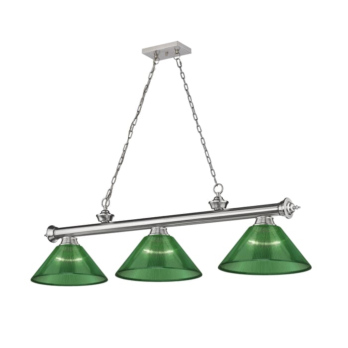 Z-Lite Cordon 3-Light Linear Pendant Light In Brushed Nickel Z-Lite Cordon 3-Light Linear Pendant Light In Brushed Nickel