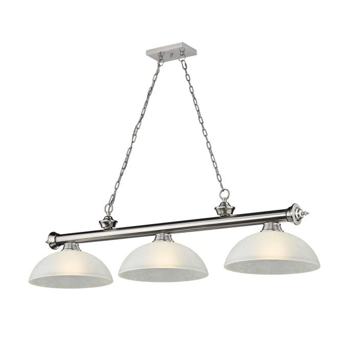 Z-Lite Cordon 3-Light Linear Pendant Light In Brushed Nickel Z-Lite Cordon 3-Light Linear Pendant Light In Brushed Nickel