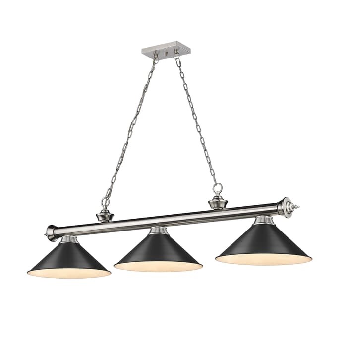 Z-Lite Cordon 3-Light Linear Pendant Light In Brushed Nickel Z-Lite Cordon 3-Light Linear Pendant Light In Brushed Nickel