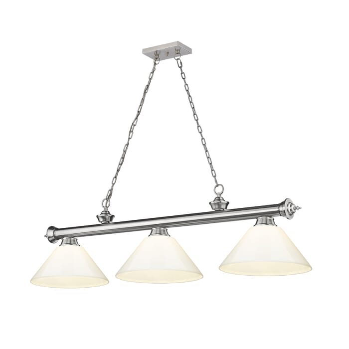 Z-Lite Cordon 3-Light Linear Pendant Light In Brushed Nickel Z-Lite Cordon 3-Light Linear Pendant Light In Brushed Nickel
