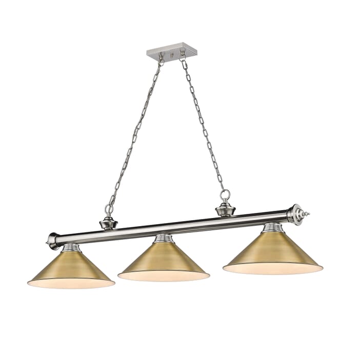 Z-Lite Cordon 3-Light Linear Pendant Light In Brushed Nickel Z-Lite Cordon 3-Light Linear Pendant Light In Brushed Nickel