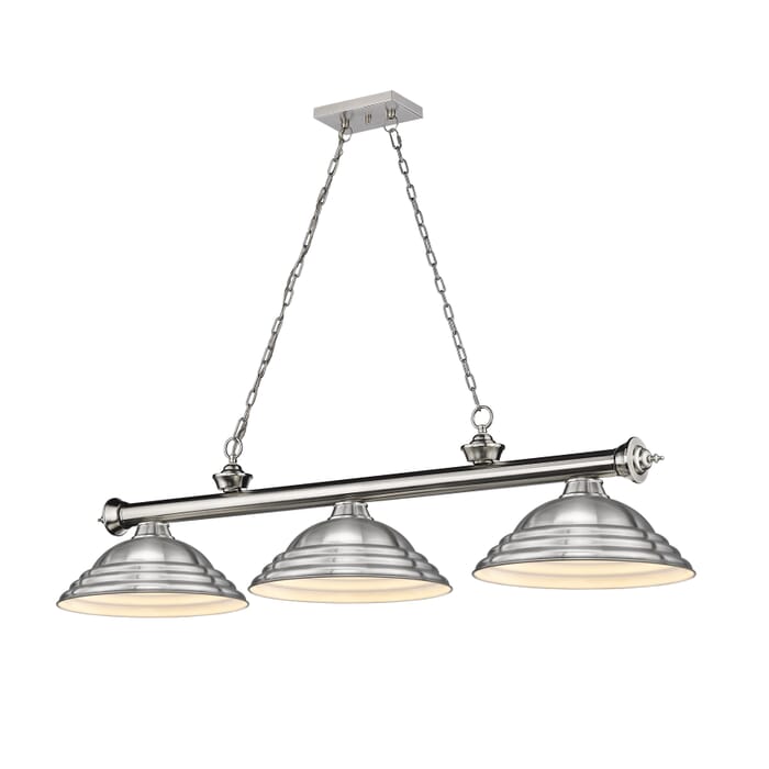 Z-Lite Cordon 3-Light Linear Pendant Light In Brushed Nickel Z-Lite Cordon 3-Light Linear Pendant Light In Brushed Nickel