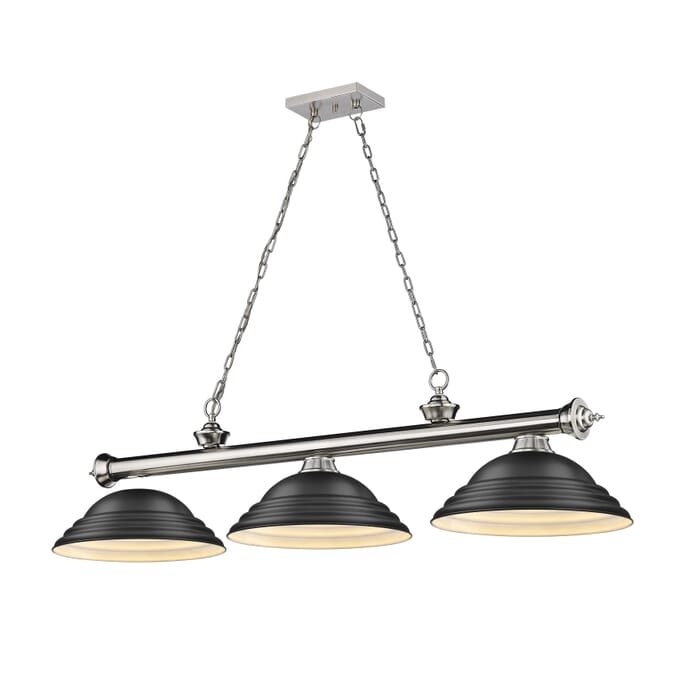 Z-Lite Cordon 3-Light Linear Pendant Light In Brushed Nickel Z-Lite Cordon 3-Light Linear Pendant Light In Brushed Nickel