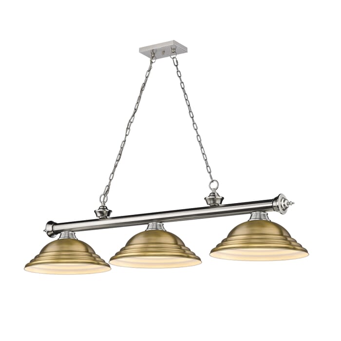 Z-Lite Cordon 3-Light Linear Pendant Light In Brushed Nickel Z-Lite Cordon 3-Light Linear Pendant Light In Brushed Nickel