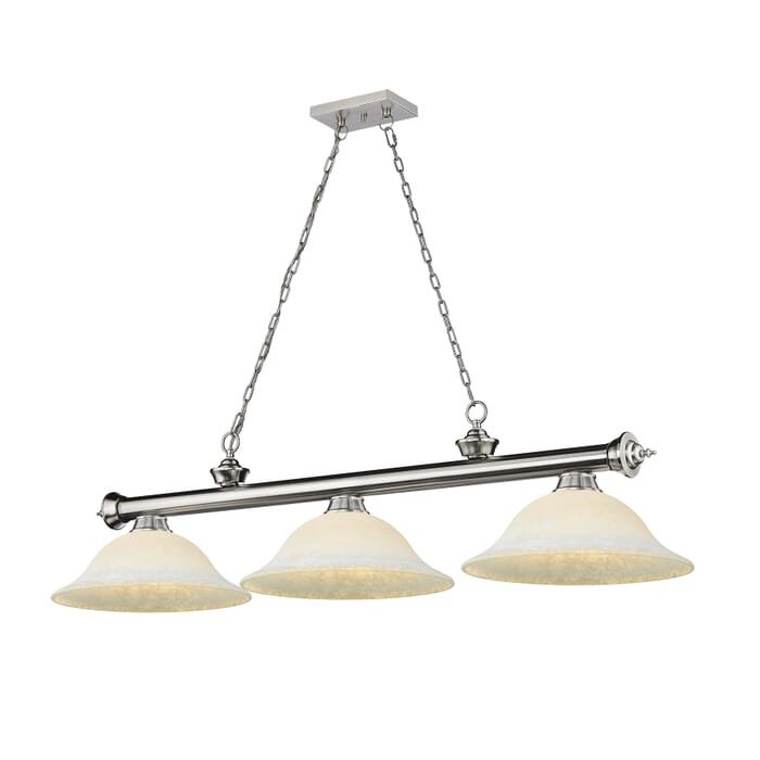 Z-Lite Cordon 3-Light Linear Pendant Light In Brushed Nickel Z-Lite Cordon 3-Light Linear Pendant Light In Brushed Nickel