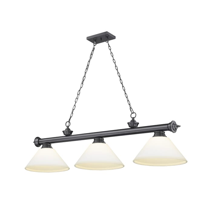 Z-Lite Cordon 3-Light Linear Pendant Light In Bronze Plate Z-Lite Cordon 3-Light Linear Pendant Light In Bronze Plate