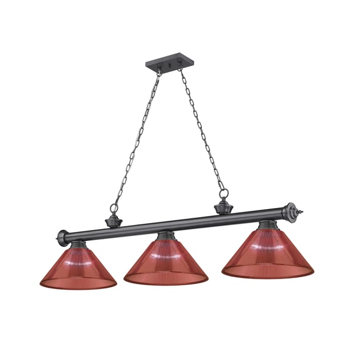 Z-Lite Cordon 3-Light Linear Pendant Light In Bronze Plate Z-Lite Cordon 3-Light Linear Pendant Light In Bronze Plate