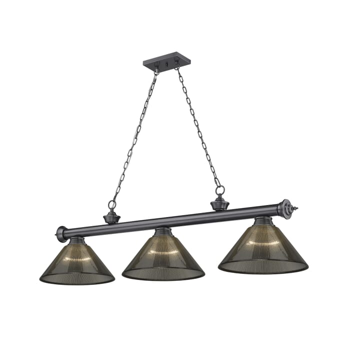Z-Lite Cordon 3-Light Linear Pendant Light In Bronze Plate Z-Lite Cordon 3-Light Linear Pendant Light In Bronze Plate
