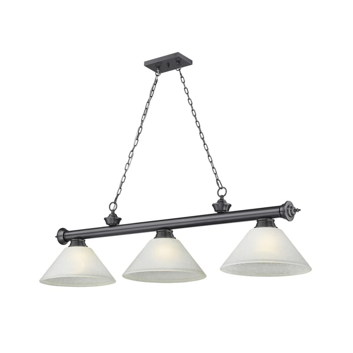 Z-Lite Cordon 3-Light Linear Pendant Light In Bronze Plate Z-Lite Cordon 3-Light Linear Pendant Light In Bronze Plate